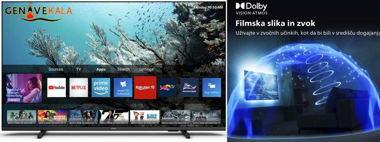 نوع سیسیتم صوتی و کیفیت صدا در PHILIPS TV 55PUS7607 